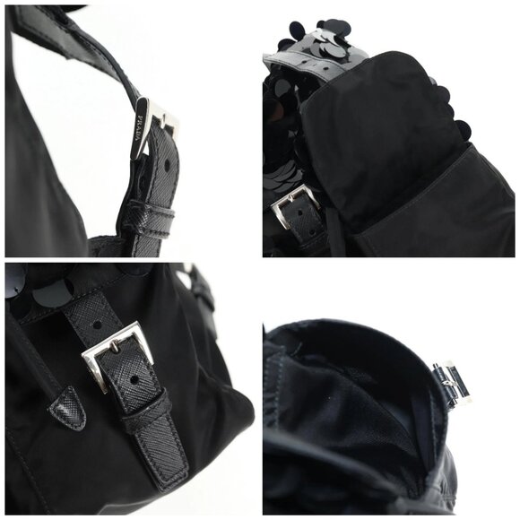 PRADA Sequin Backpack Nylon Black Silver Auth 141151M - Picture 16 of 16